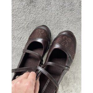 Skechers Step Up Bikers Mary Jane Flats Women’s 8 Studded Brown Leather Sneakers